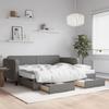 VidaXL Daybed with Trundle and Drawers Dark Grey 90x200 Cm Fabric 3196871