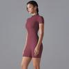 Women's Half-Zip Short-Sleeve Yoga Bodysuit - Solid Color, High Elasticity, Tight Fit for Summer
