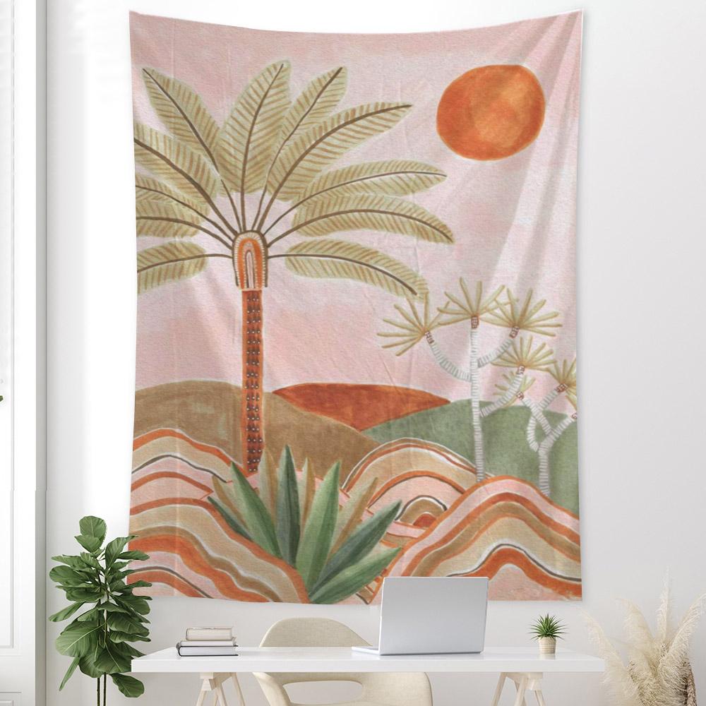 Simple and Fresh Leaf Wall Hanging Tapestry Art Decoration Blanket Curtain Hanging Home Bedroom Living Room Decoration Tapestry