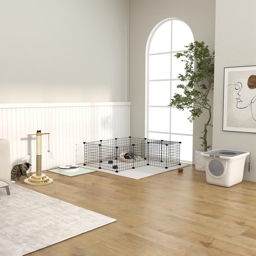 Cat Litter Box, 2-Way Cat Litter Box, incl. Litter Scoop, White + Grey