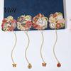 Clock Pattern Bookmark Retro Flower with Chain, Metal Decorative Book Mark for Reading Brass Page Marker Women, Aesthetic Marker, Bookish Gift