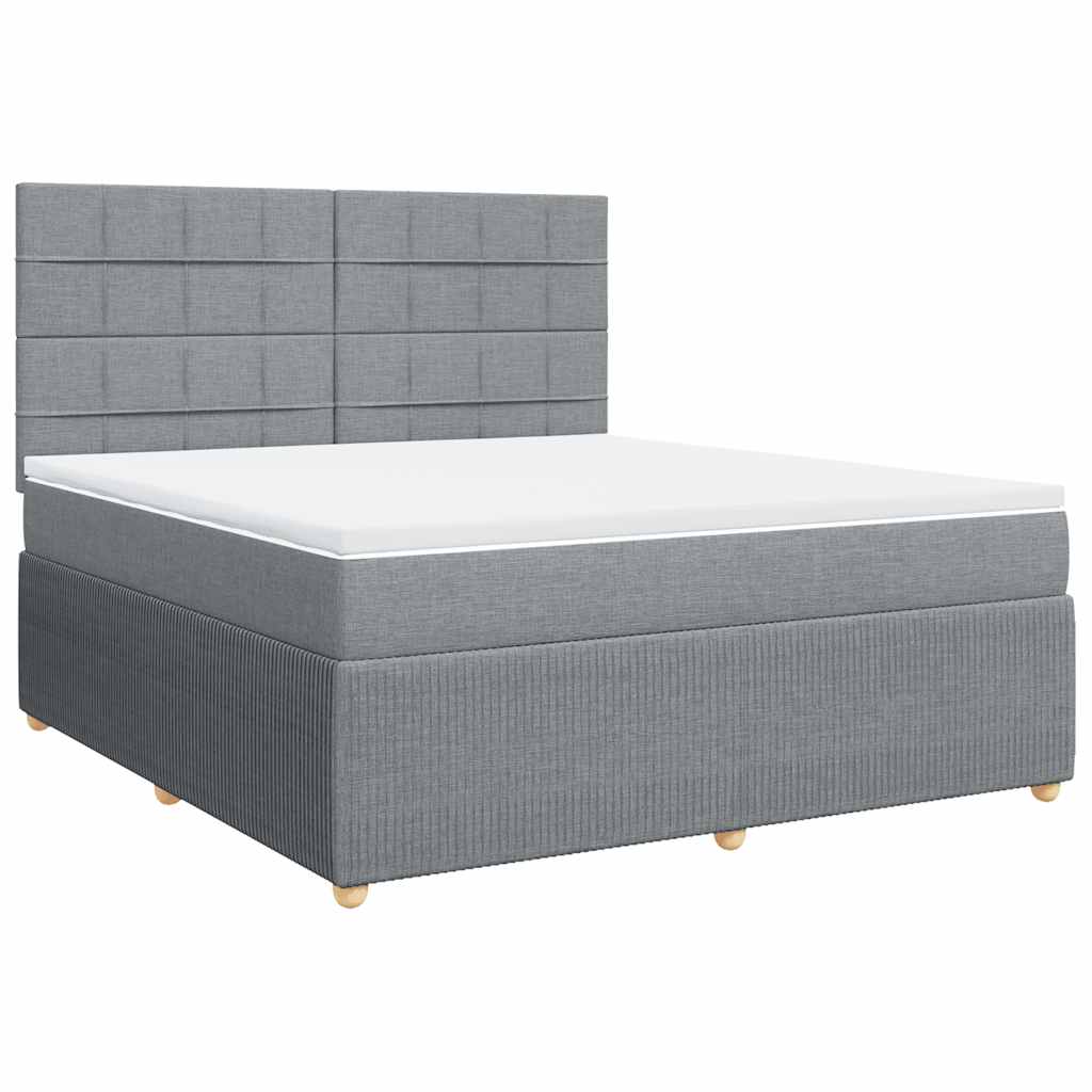 Box Spring Bed with Mattress Light Grey 180 x 200 cm Fabric