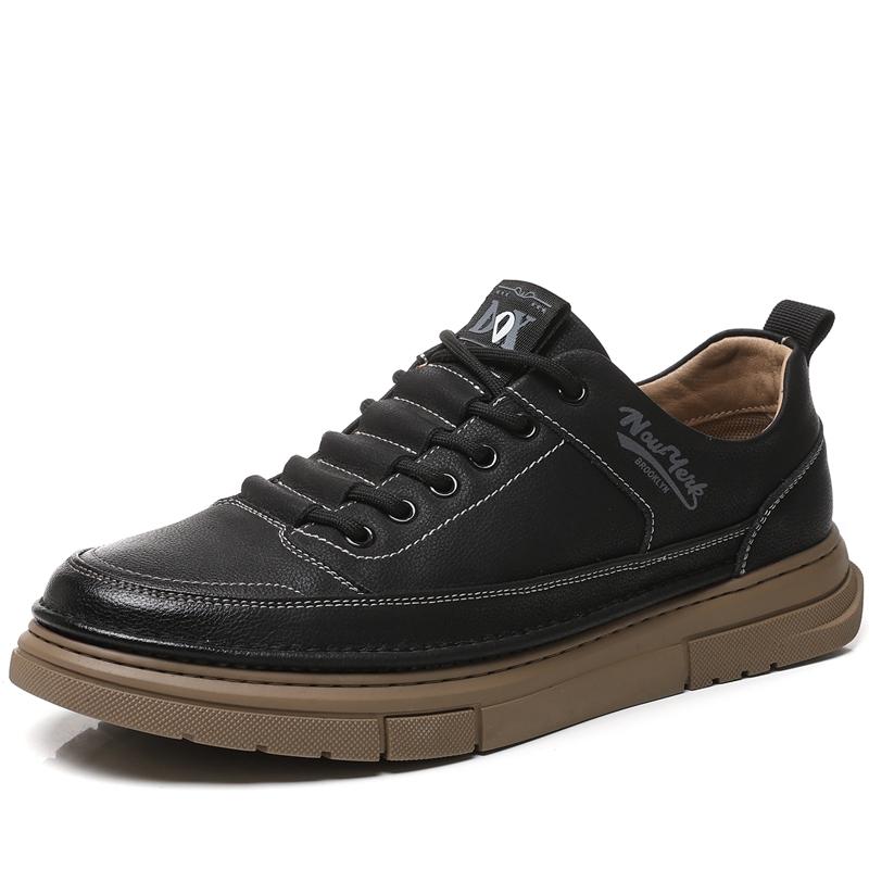 Golden Sapling Mens Fashion Flats Sneakers Winter Genuine Leather Walking Casual Shoes Comfortable Men Trendy Skateboad Shoes