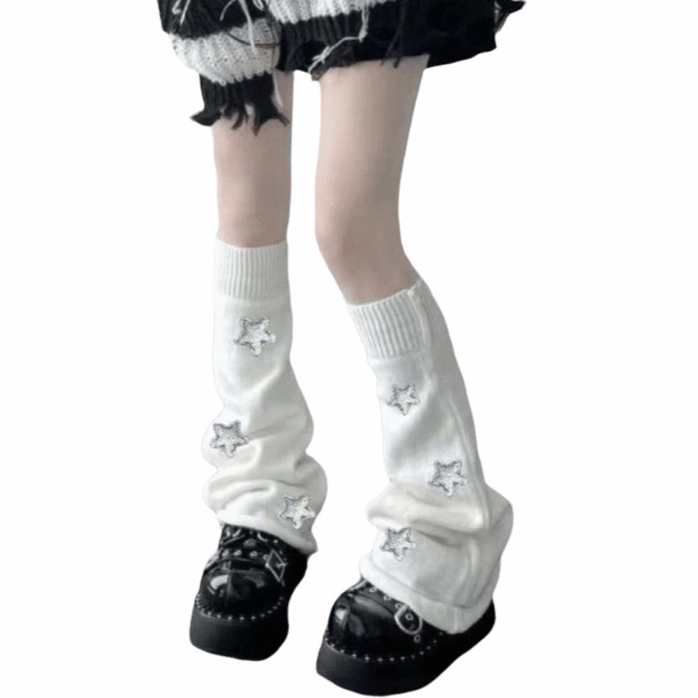 Y2K Leg Warmers Knitted Knee High Stockings Spicy Girl Leg Covers Women
