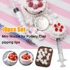 19Pcs DIY Mini Cake Decoration Tip Cream Glue 3D Syringe Decoration Tip Cream Jam Play Cake Food Tip Making Soil Tool J5Y6