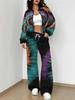 Flame pattern splicing autumn and winter new European and American women's clothing retro pattern printing suit women