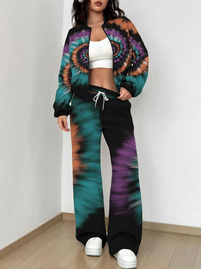 Flame pattern splicing autumn and winter new European and American women's clothing retro pattern printing suit women