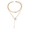 Long necklace, alloy diamond-encrusted jewelry, light luxury niche necklace, women's tassel stacked collarbone chain