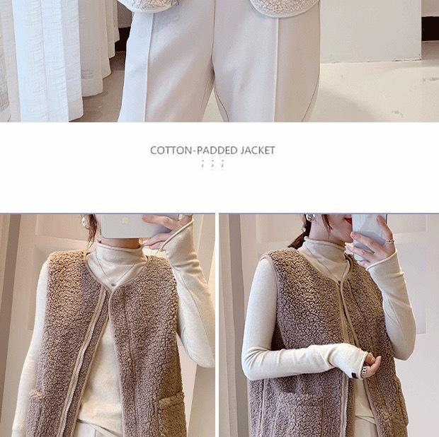 Women's 2024 Autumn/Winter Lambswool Plush Vest - Korean Style Versatile Outerwear Gilet.
