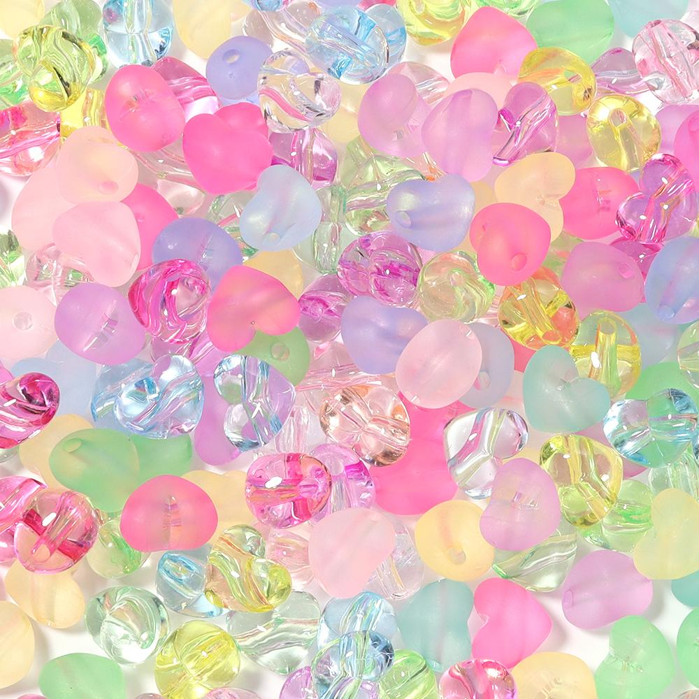 50 Stück Bunte Transparente Herzform Acrylperlen Durchbohrte Perlen Lose Abstandshalterperlen Für Schmuckherstellung DIY Zubehör