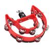 Hand Tambourine Double Row Metal Jingles Handheld Percussion Drum Instrument for Kids