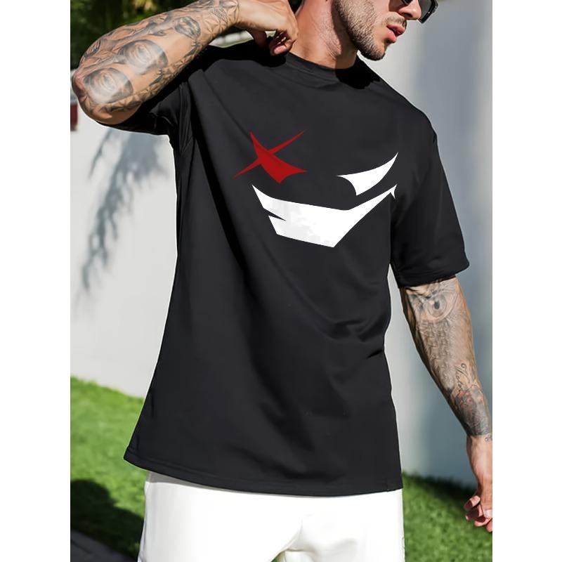 

European Size Men S Summer Print Short-Sleeve T-Shirt 4XL чорний