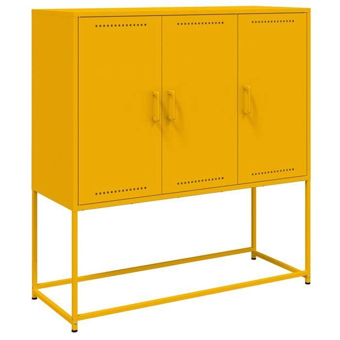 VidaXL Highboard Mustard Yellow 100.5x39x107 Cm Steel, Sideboard, Cupboard, Side Cabinet, Cabinet, Storage Cabinet, 846539