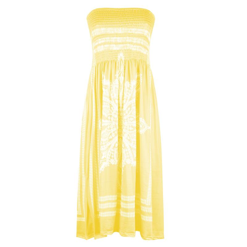 Women's Strapless Floral Print Bohemian Dress Casual Mini Beach Dresses