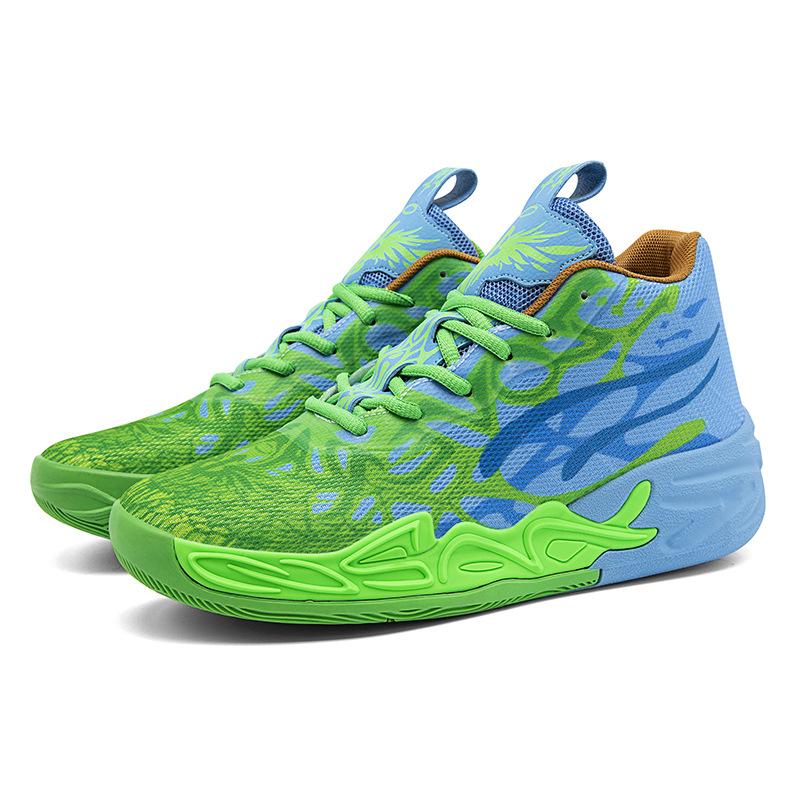 Basketball shoes new big children's basket youth mandarin duck mesh fly-woven sports shoes combat boots high-top training shoes