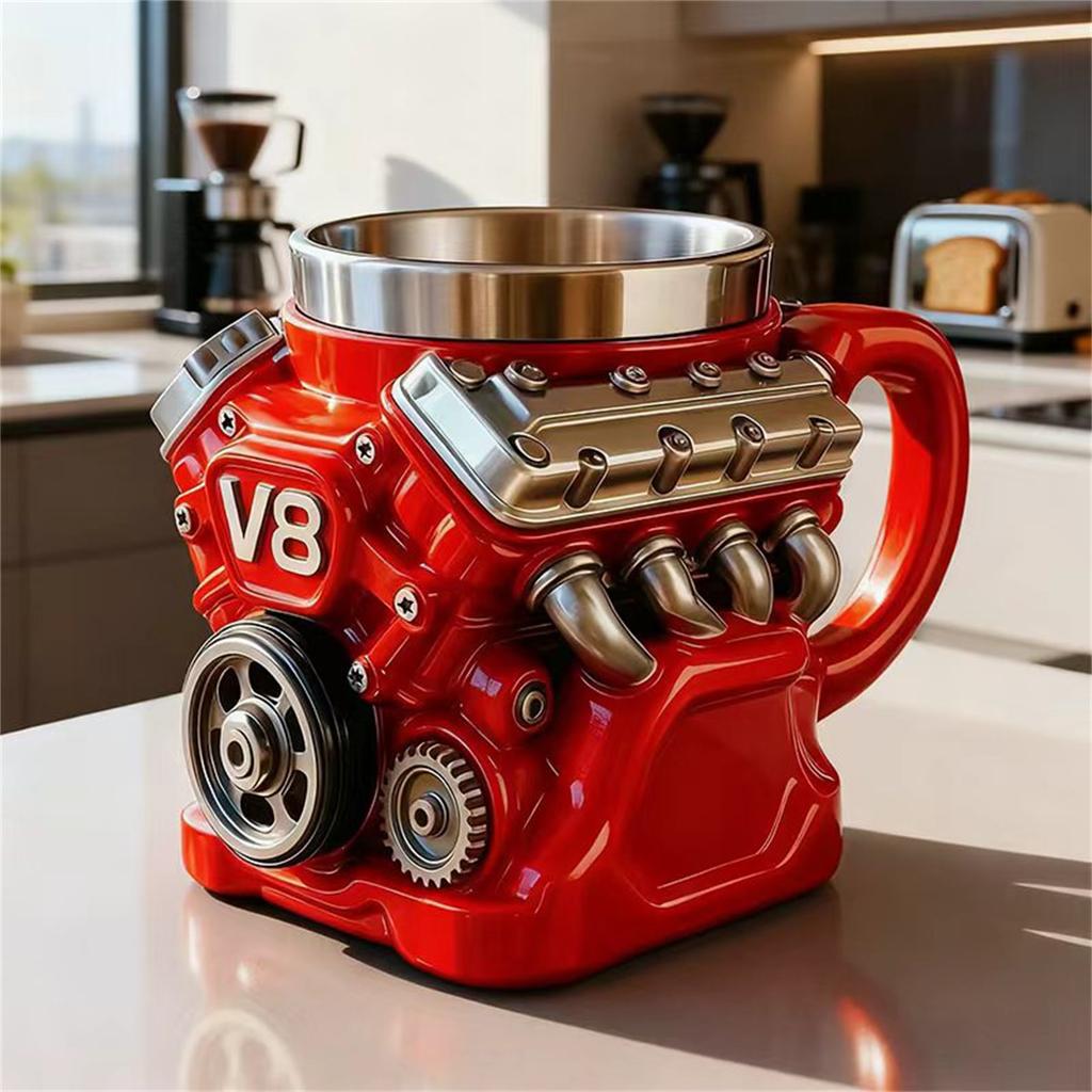 V8 Engine Resin With Inner Liner, Mug, High-end Feel, Personality, Mechanical Ornament, Handicraft