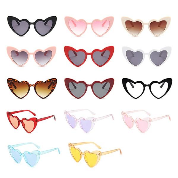Ochelari de soare cu inimă, 14 culori, ochelari de soare cu ochi de pisică pentru femei, ochelari de soare în formă de inimă de dragoste retro pentru femei, protecție UV400