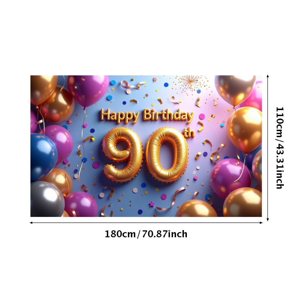 90. Geburtstag Banner Goldener Ballon Happy Birthday Party Dekoration Kulisse Jubiläumsfeier Fotografie Hintergrund Requisite