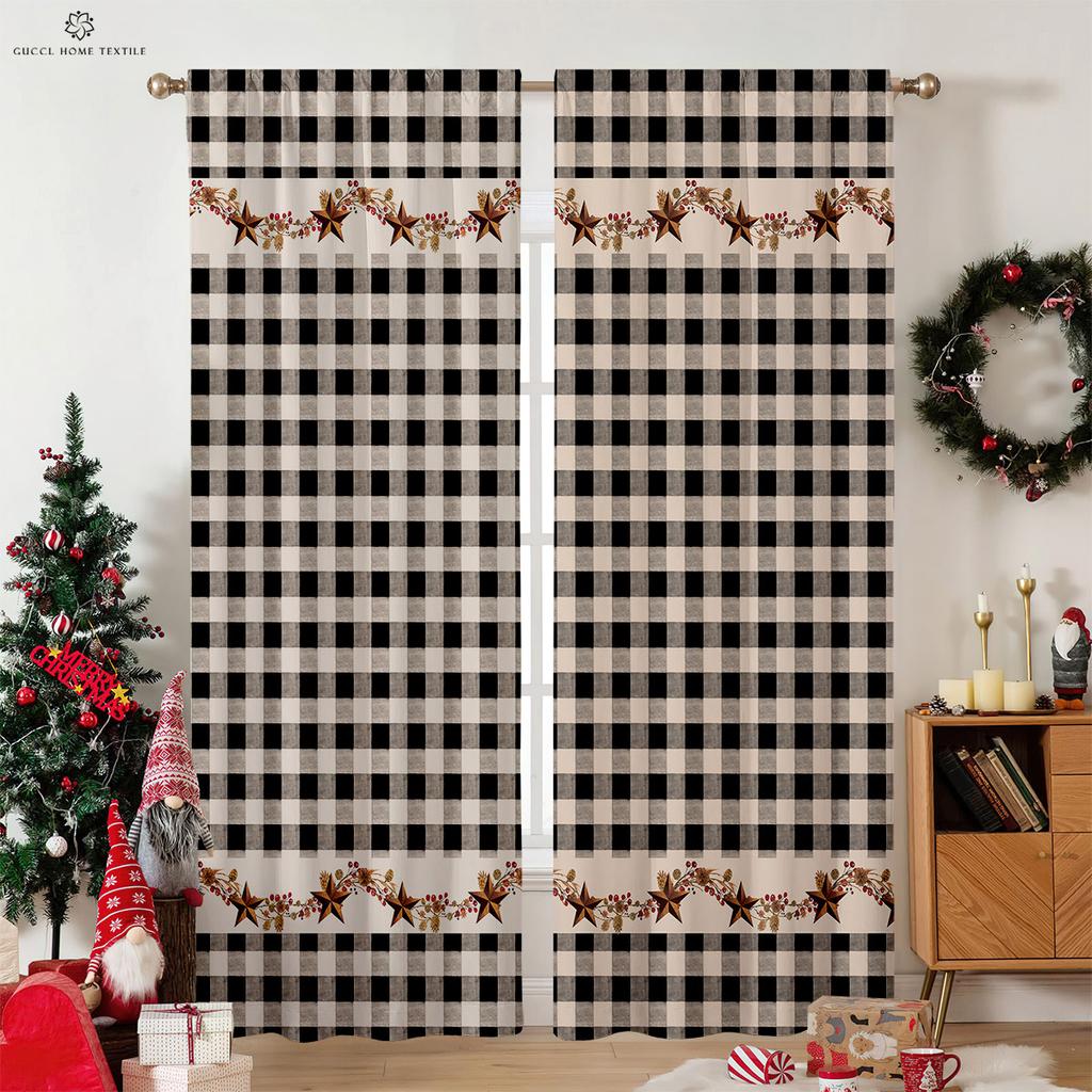 Weihnachtsverdunkelung Dekorative Vorhänge, Kinderzimmer, Schlafzimmer, Wohnzimmer, Balkon, Kann angepasst werden, 2 Stück