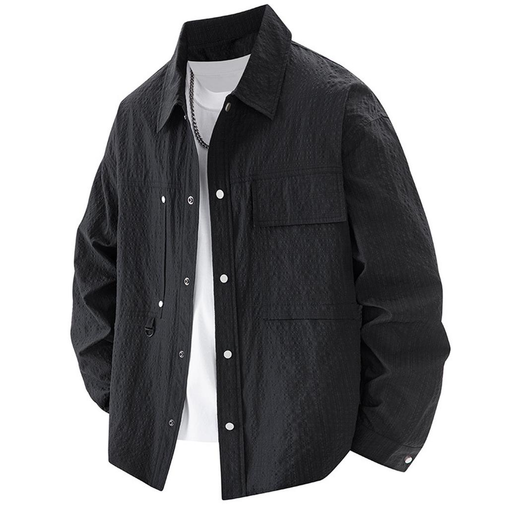 Lapel Plus-size Long-sleeved Men's Shirt Loose Casual Men's Shirt Jacket