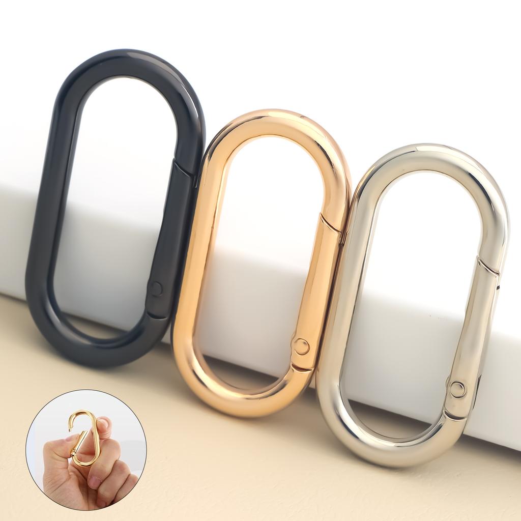 5pcs Oval Spring Ring Clips, Metal Keyring Purse Clip, Opening O Ring Clip for Men's Keychains, Backpacks, Keys