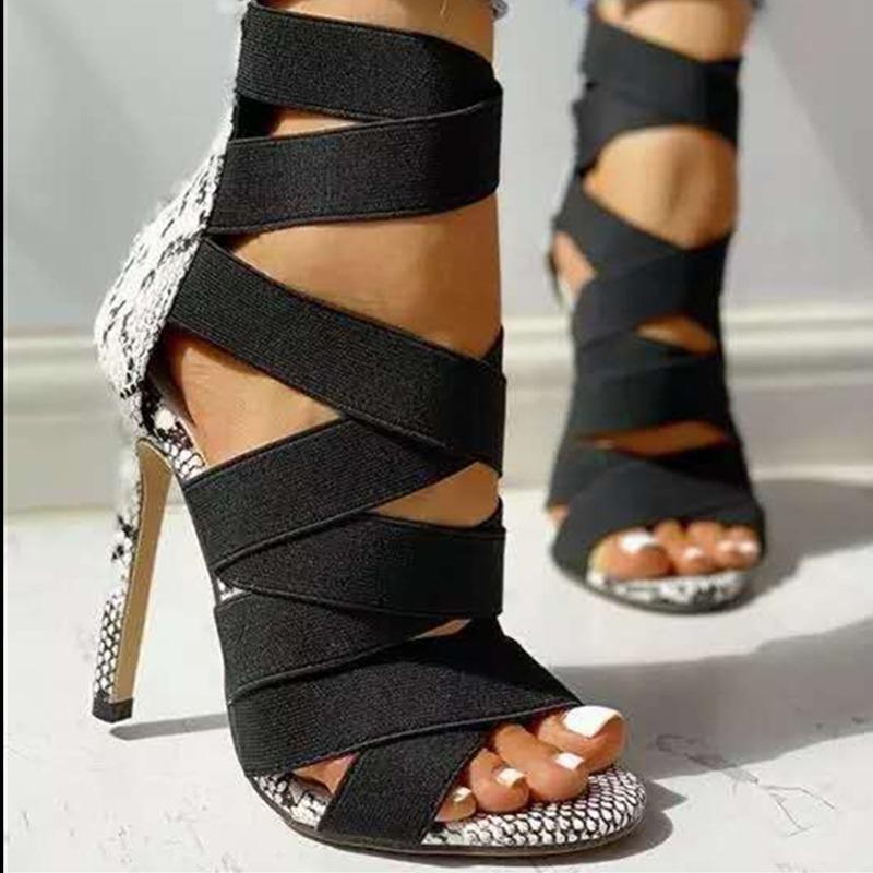 fashion Women Shoes Fish Mouth Snake Pattern Stiletto Sexy Fashion Women's Sandals Peep Toe Heels Luxury Sandals Women Designers2024