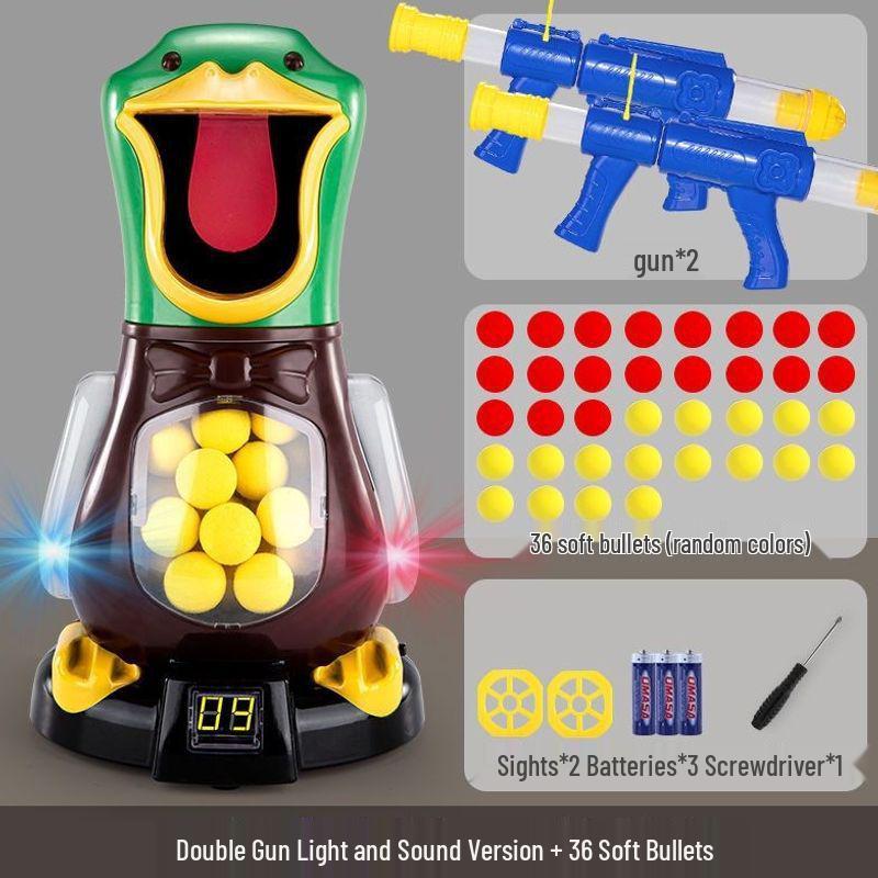 Hit Me Ducky! Parent-Child Interactive Toy with Air-Powered Soft Bullet, 3-Shot Firing for Kids 6+