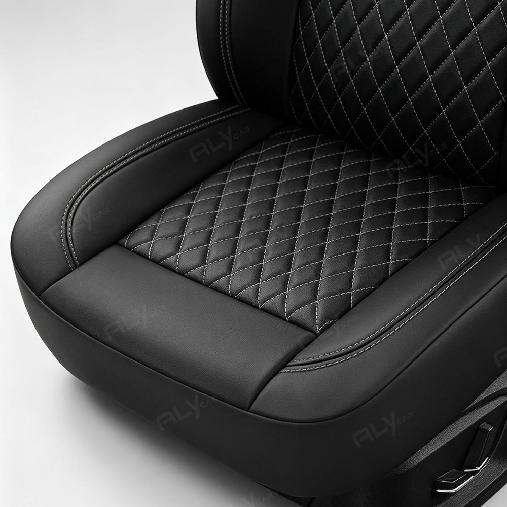 All Season Quilted PU Leather Car Seat Covers Full Set Waterproof Fulls Coverage Universal Fit for All Cars SUV Truck Van Luxury