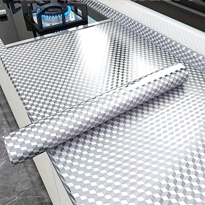 1 Rolle Hochtemperaturbeständige Aluminium-Küchenaufkleber Schubladeneinlagen Küchendekor Küche Wasserdicht, Feuchtigkeitsbeständig, Ölbeständig Aufkleber