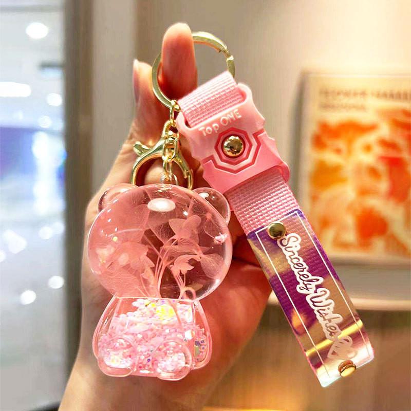 Cute Sakura Acrylic Bear Keychain Brighten Up Your Bag Or Keys Car