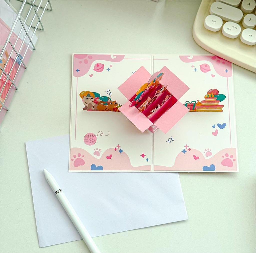 Teacher’s Day 3D Cartoon Greeting Card for Birthdays, Qixi, and Christmas with Postcard and Envelope