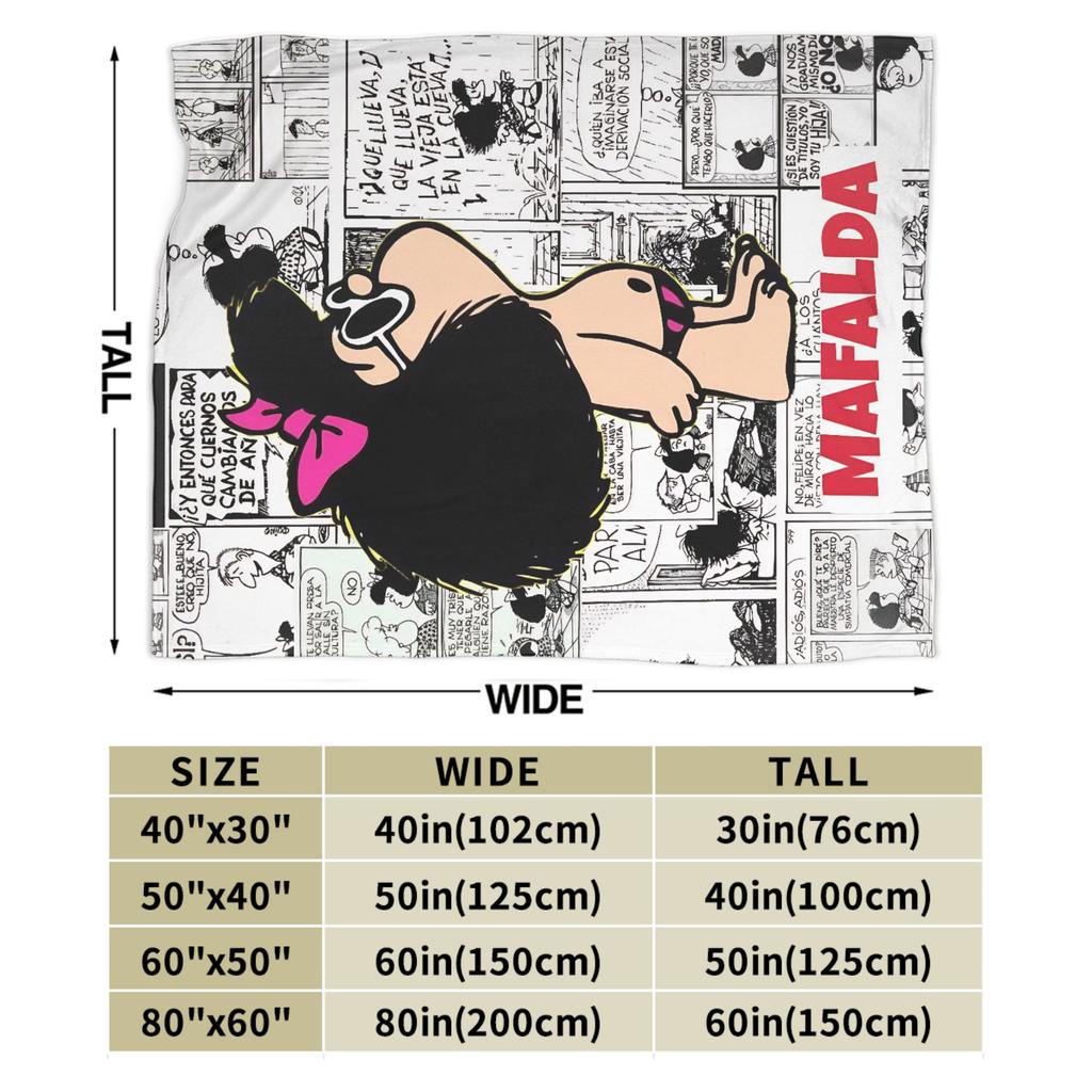 Soft Blanket Travel Office Mafaldas Cartoon Throw Blanket Flannel Bedspread For Couch Chair Pattern Sofa Bed Cover