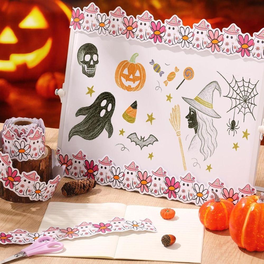 Self Adhesive Halloween Border Stickers Waterproof Classroom Border Trim Bulletin Board Decorating