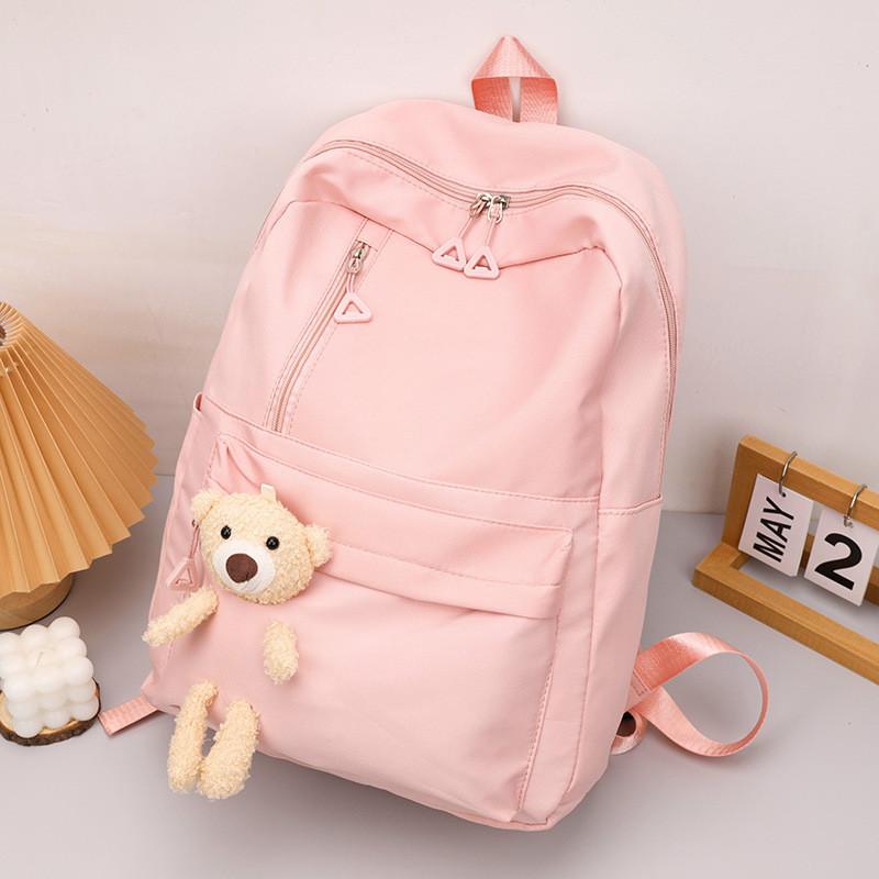 Stylish Black Purple Pink Blue Canvas Backpack For High School College Students With Large Capacity