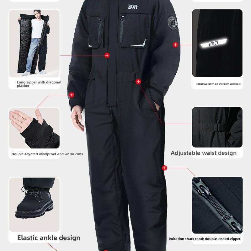 Motorcycle Riding Coldproof Clothing Winter Fashion Waist Designwarm Cotton Jumpsuit,thickened Waterproof Snowmobile Suit