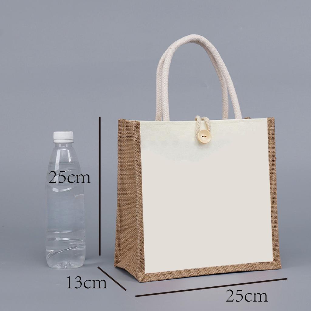 Jute Tragetasche Jute Tragetasche Vintage Wiederverwendbare Lebensmittel Einkaufen Hochzeit Geburtstagsgeschenktasche Handgemachte Leinentaschen Tragbare Damenhandtaschen