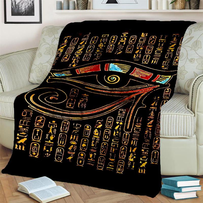 3D Egyptian Pharaoh Hieroglyphics Symbol Blanket,Soft Throw Blanket for Home Bedroom Bed Sofa Picnic Travel Office Cover Blanket