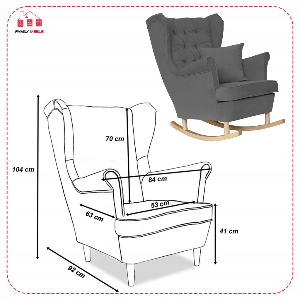 Wing Chair Gaja Rocking Scandinavian Family Meble Gray Velvet Comfortable Anthracite