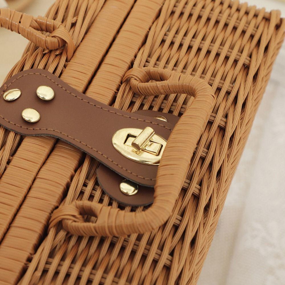Simulation Weave Rattan Storage Box Household Jewelry Cosmetic Storage Case  Wedding