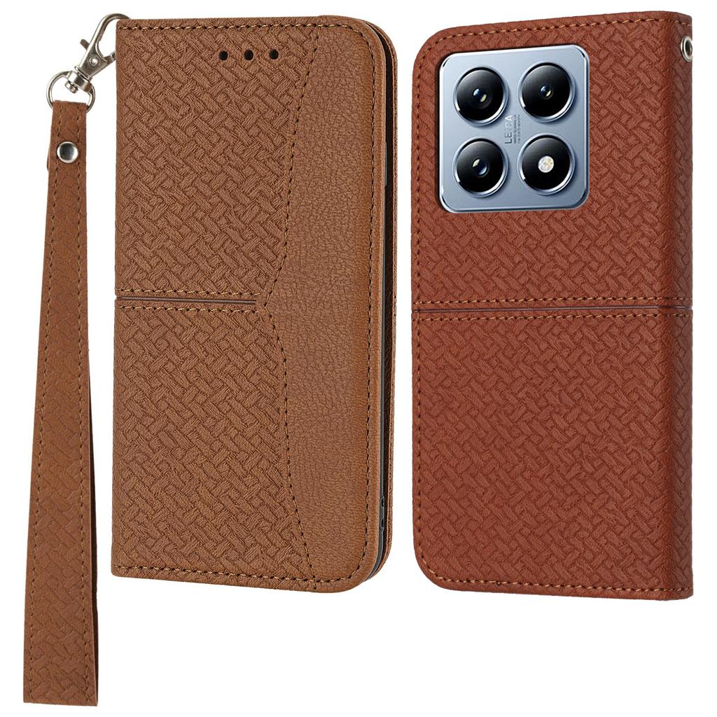 For Xiaomi 14T Pro Case Woven Texture PU Leather Wallet Phone Cover