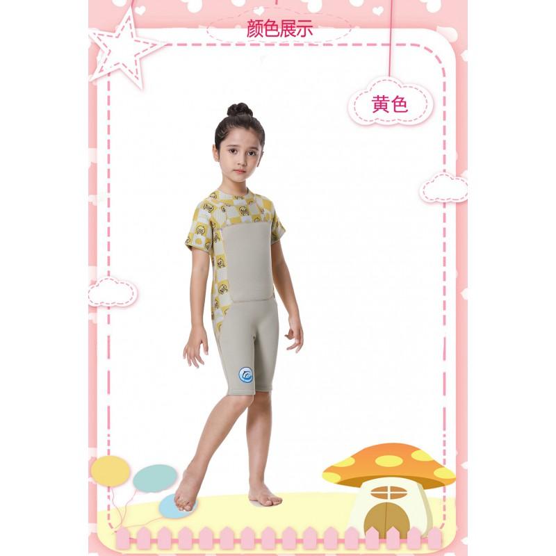 Kids 2.5mm Neoprene Wetsuit Short Sleeve Shorts Full Body Diving Suit With Rear Zipper Warm Swimwear Boys Girls