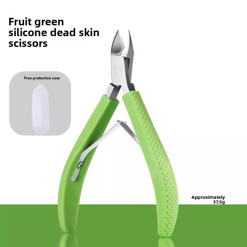 Pince à cuticules en silicone, ciseaux à ongles, pour salons de manucure, coupe-ongles, manucure et ciseaux à cuticules vert