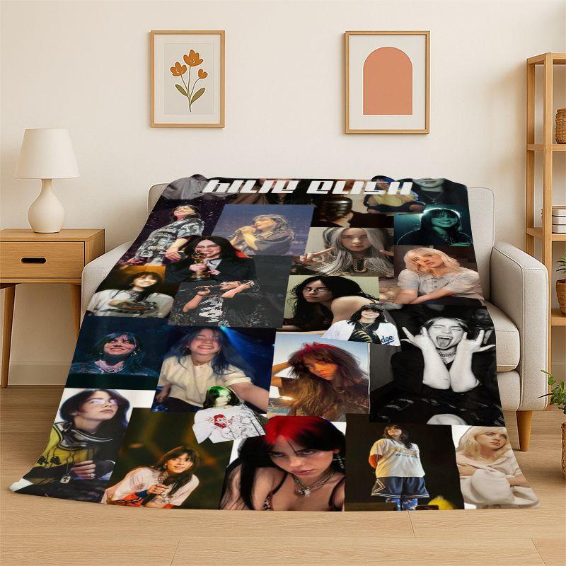 Famous Singer Billie Eilish Star Soft Flannel Throw Blanket,Warm Cozy Blanket for Bed,Couch,Sofa,Bedroom,Living Room,Travel