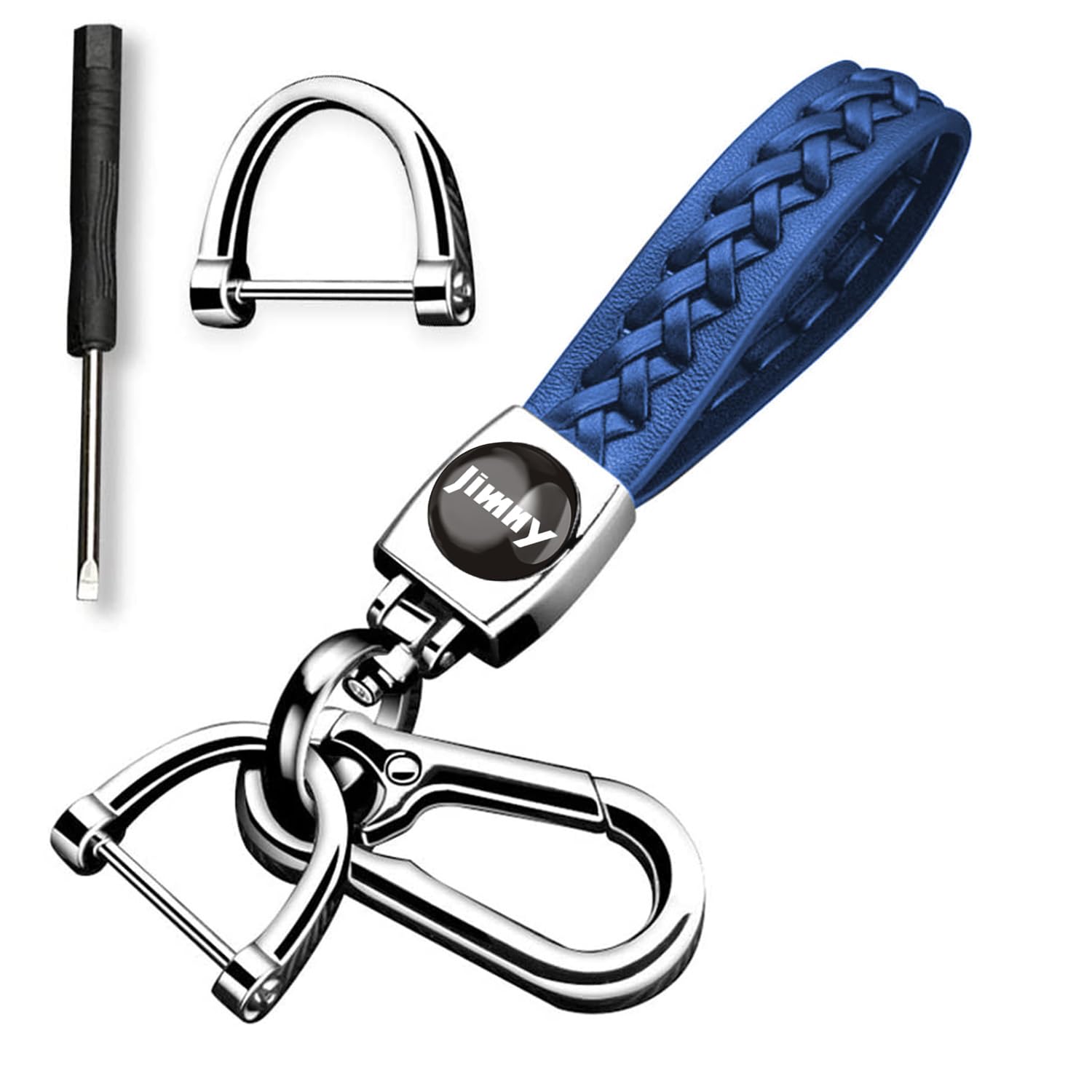 [Hunesuru] Genuine Leather Car Key Chain JIMNY Car Logo Key синий
