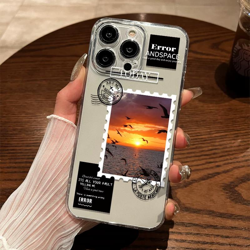 Vintage Travel Collage Stamp & Error 404 iPhone Case for 15/14/13/12 - Retro Aesthetic Cover