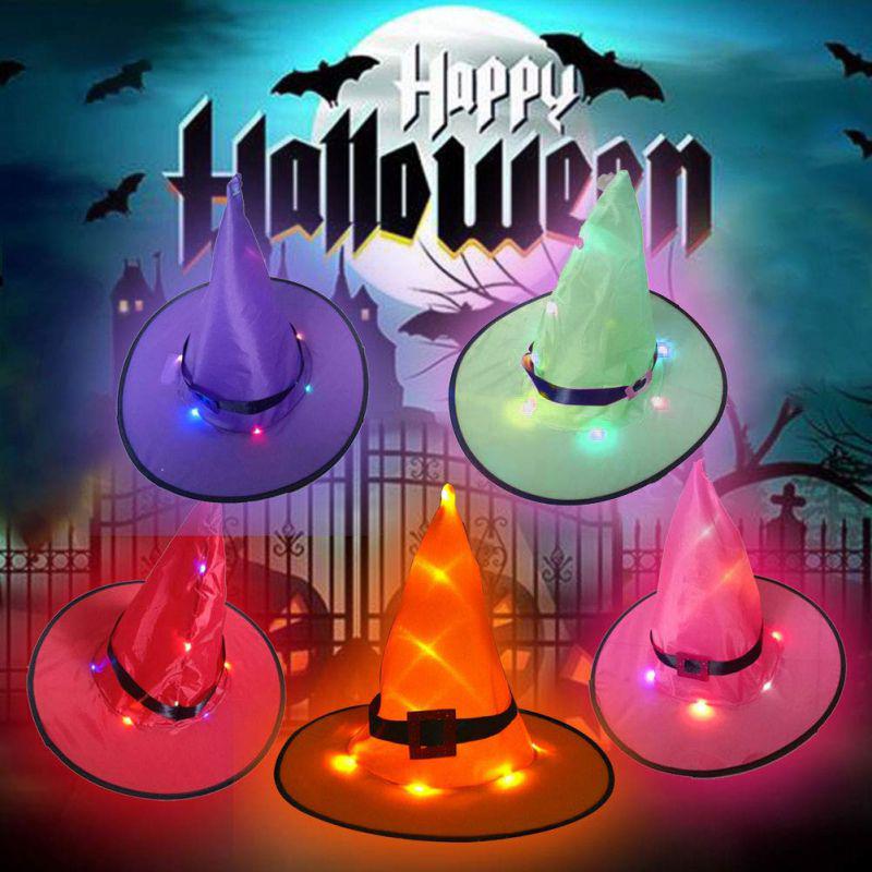 Festliche leuchtende Halloween-Hexenhüte für Outdoor-Cosplay-Partys und Dekorationen