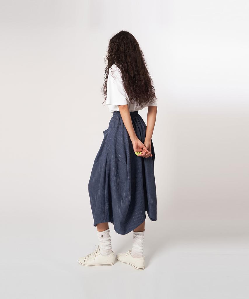 ATHPLATFORM Aw61Pt13_Slub Tech Flare Pants_Dark Blue