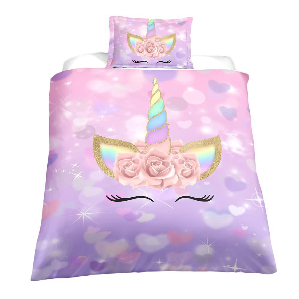 Cartoon Unicorn Bedding Three-Piece Quilt Cover Walmart Exclusive