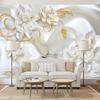 3d Wall Murals Luxury 3d Relief Deer White Pearl Jewelry Flower Large Wall Mural Living Room Bedroom Wallpaper