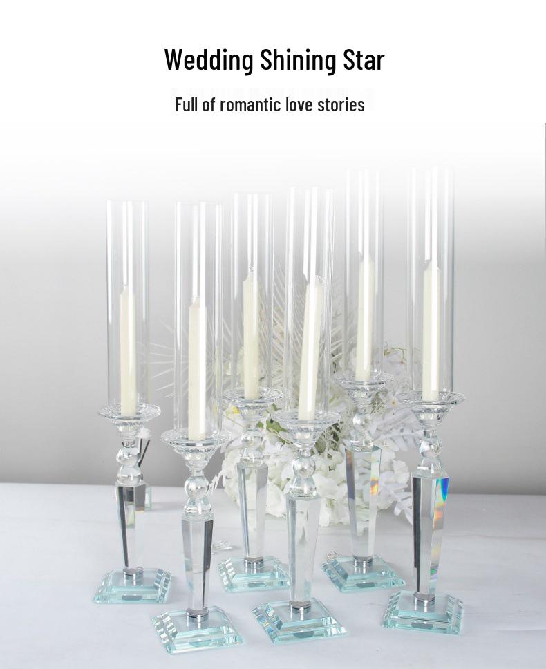 Crystal Single-Head Candlestick for Wedding and Event Decor - High Glass Tube Candle Holder